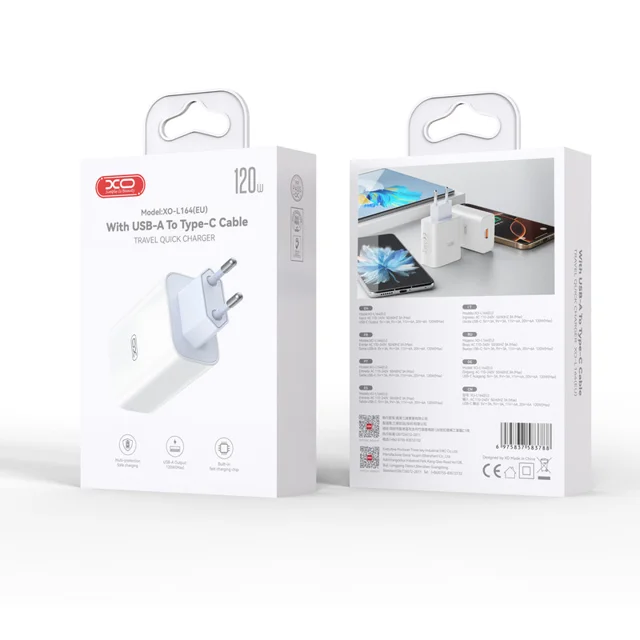 شارژر دیواری 30 وات ایکس او مدل L164 EU به همراه کابل تبدیل USB-C به USB 101710018