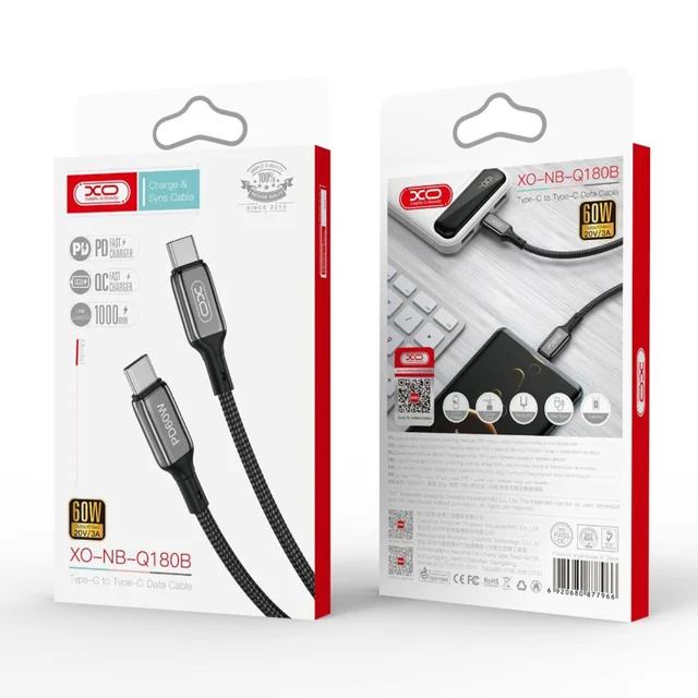 کابل تبدیل USB-C به USB-C ایکس او مدل Q-180B طول 1 متر 101727242