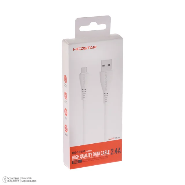 کابل تبدیل USB به microUSB هایکواستار مدل HS-101M 2.4A طول 1 متر 101715796