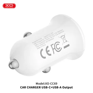 شارژر فندکی 15 وات دو پورت ایکس او مدل CC69 101709583