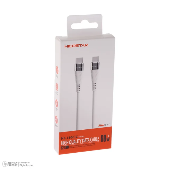کابل تبدیل USB-C هایکواستار مدل HS-180C-C 60w طول 0.2 متر 101715763