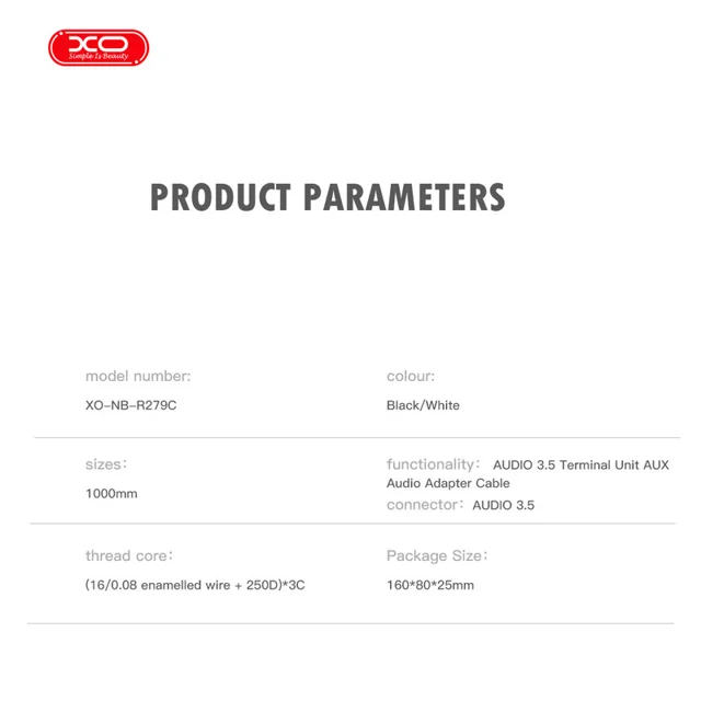 کابل AUX ایکس او مدل NB-R279C طول 1 متر 101708639